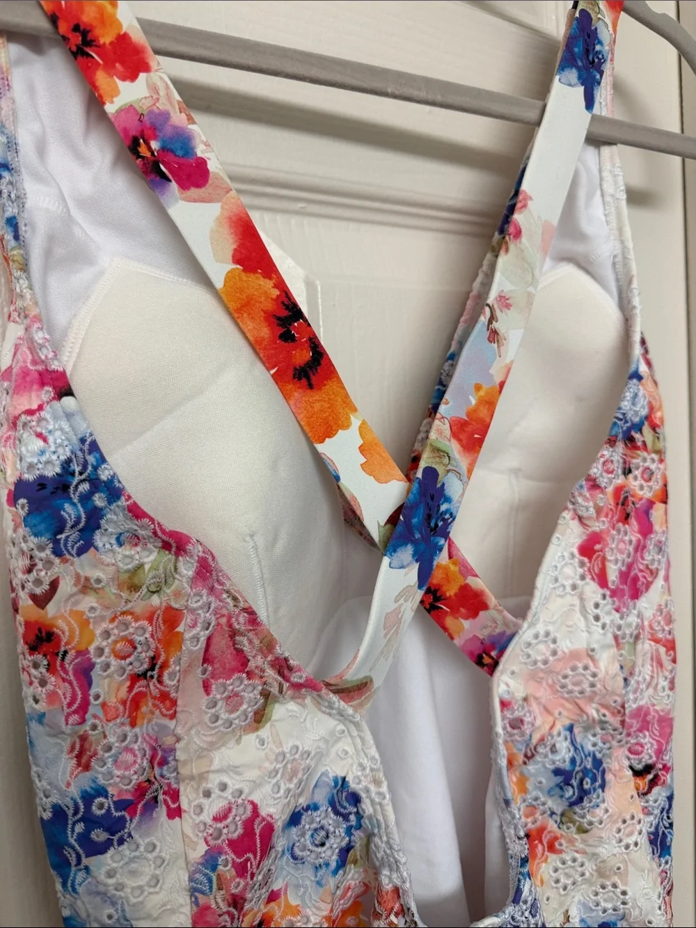 Johnny was White Floral Eyelet One-Piece Swimsuit